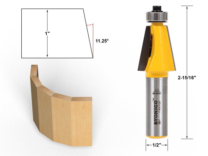 YONICO Chamfer Router Bits Bevel Edge Forming Set 5 Bit 1/2-Inch Shank 13508 - Image 2